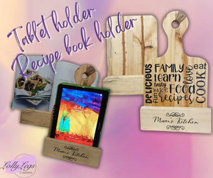 Personalised recipe book holder/tablet holder