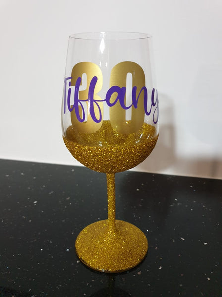 Wine Glittered Glasses