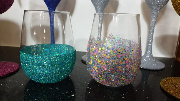 Stemless Glittered Glasses